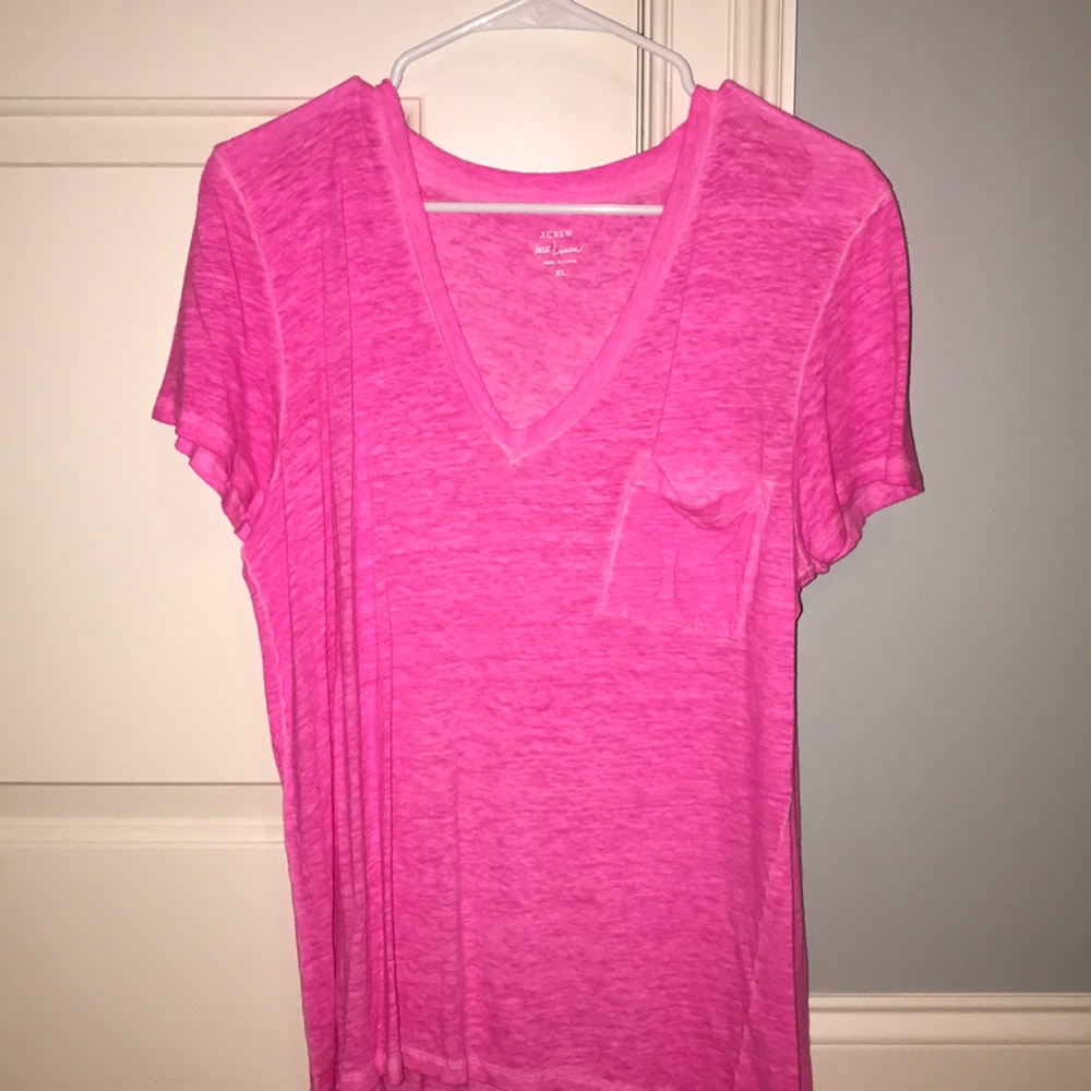 J. Crew 100% linen pink tee